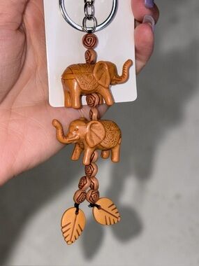 Tan Elephant Keychain Charm